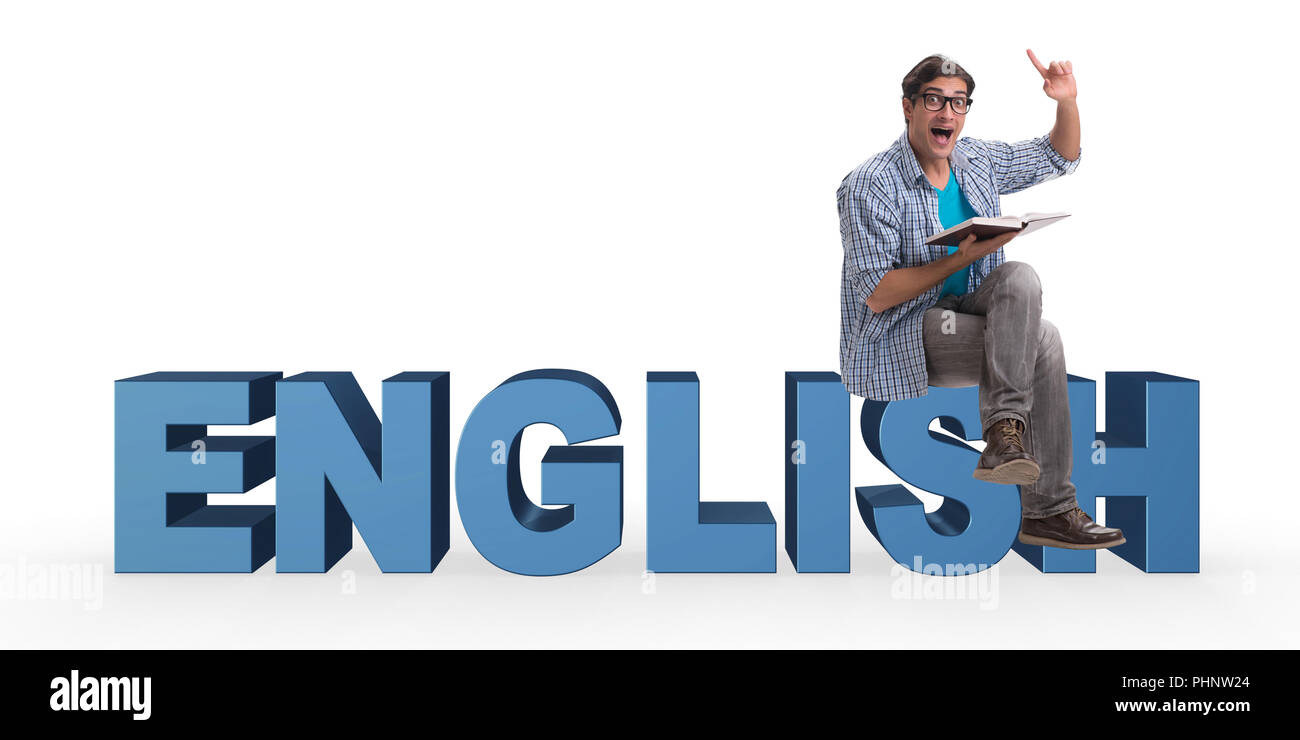 Giovane uomo in lingua straniera concetto - Inglese Foto Stock