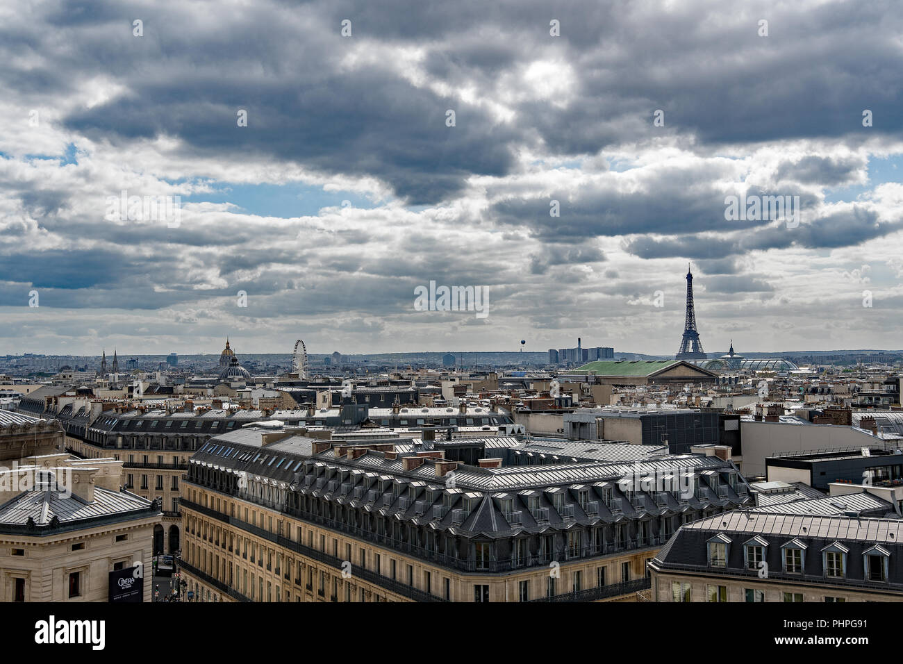 Vista panoramica di Parigi con la torre Eiffel Foto Stock