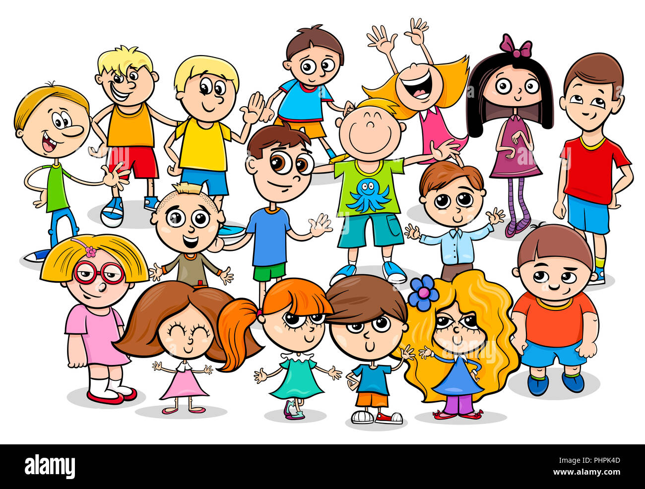 Dei Bambini Felici I Personaggi Dei Cartoni Animati Gruppo Foto Stock Alamy