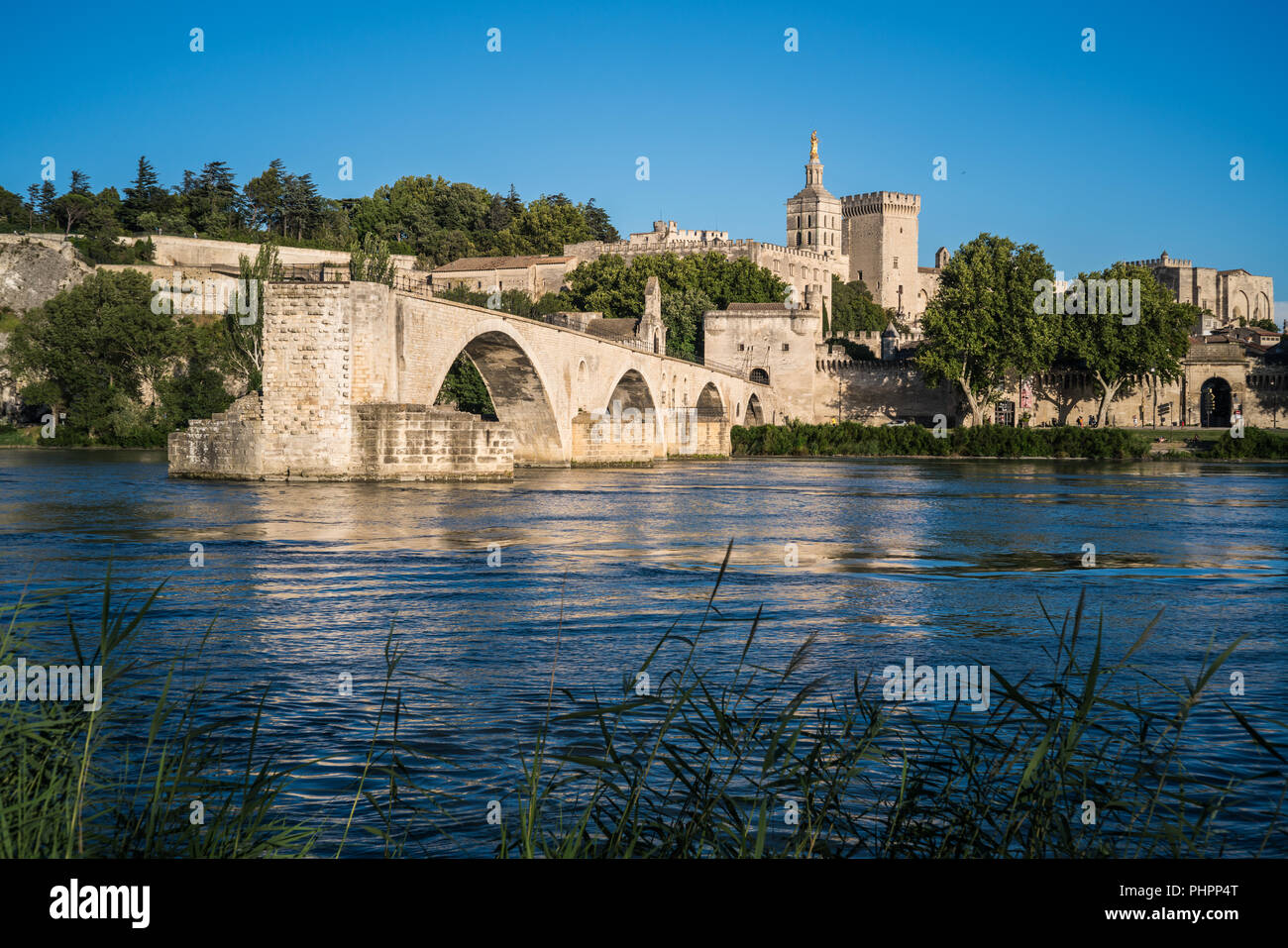 Pont St Benezet e Rodano a Avignon Francia Foto Stock
