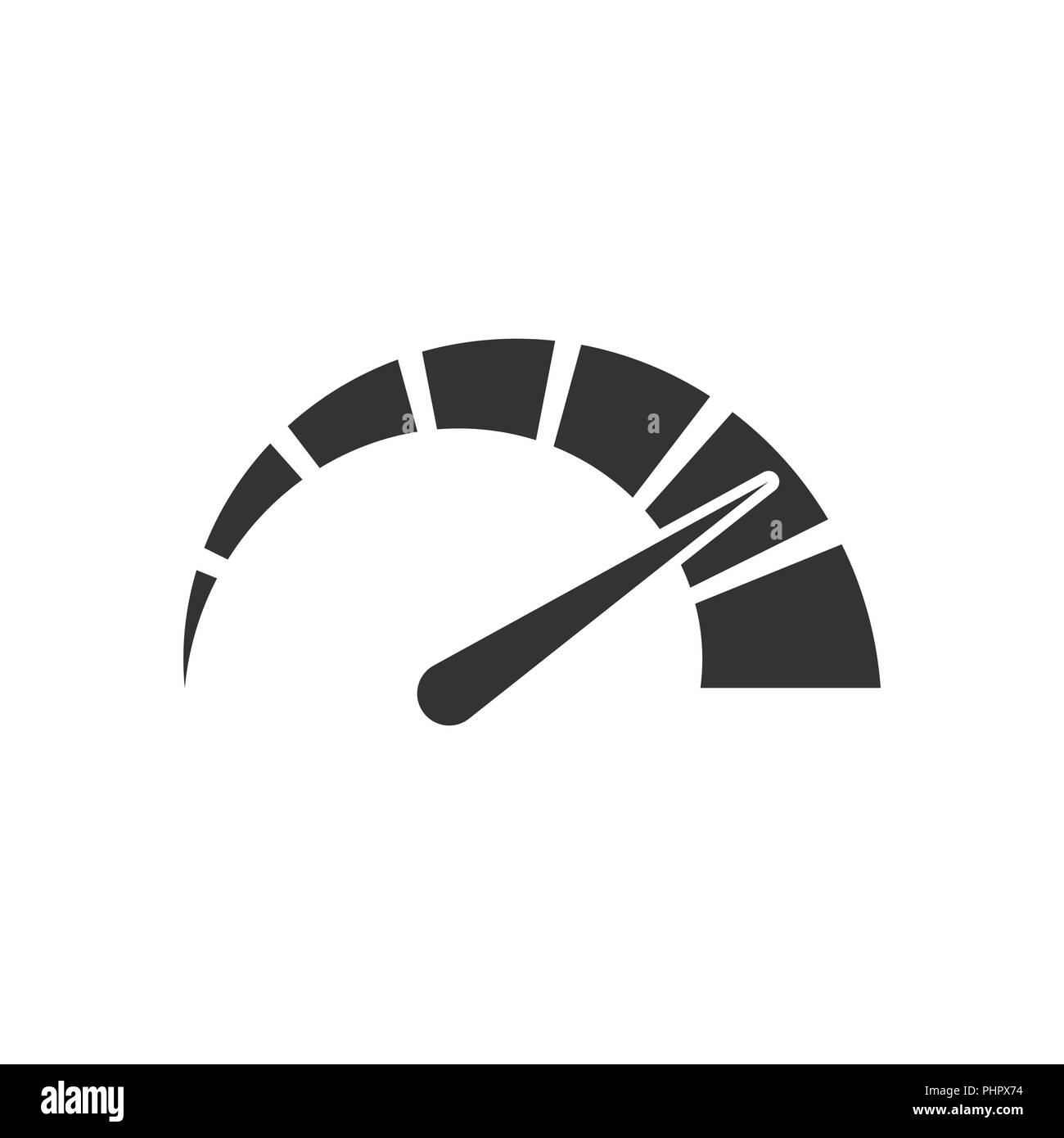 Metro icona dashboard in stile appartamento. Punteggio di credito indicatore livello illustrazione vettoriale bianco su sfondo isolato. Manometri con scala di misura di business Illustrazione Vettoriale
