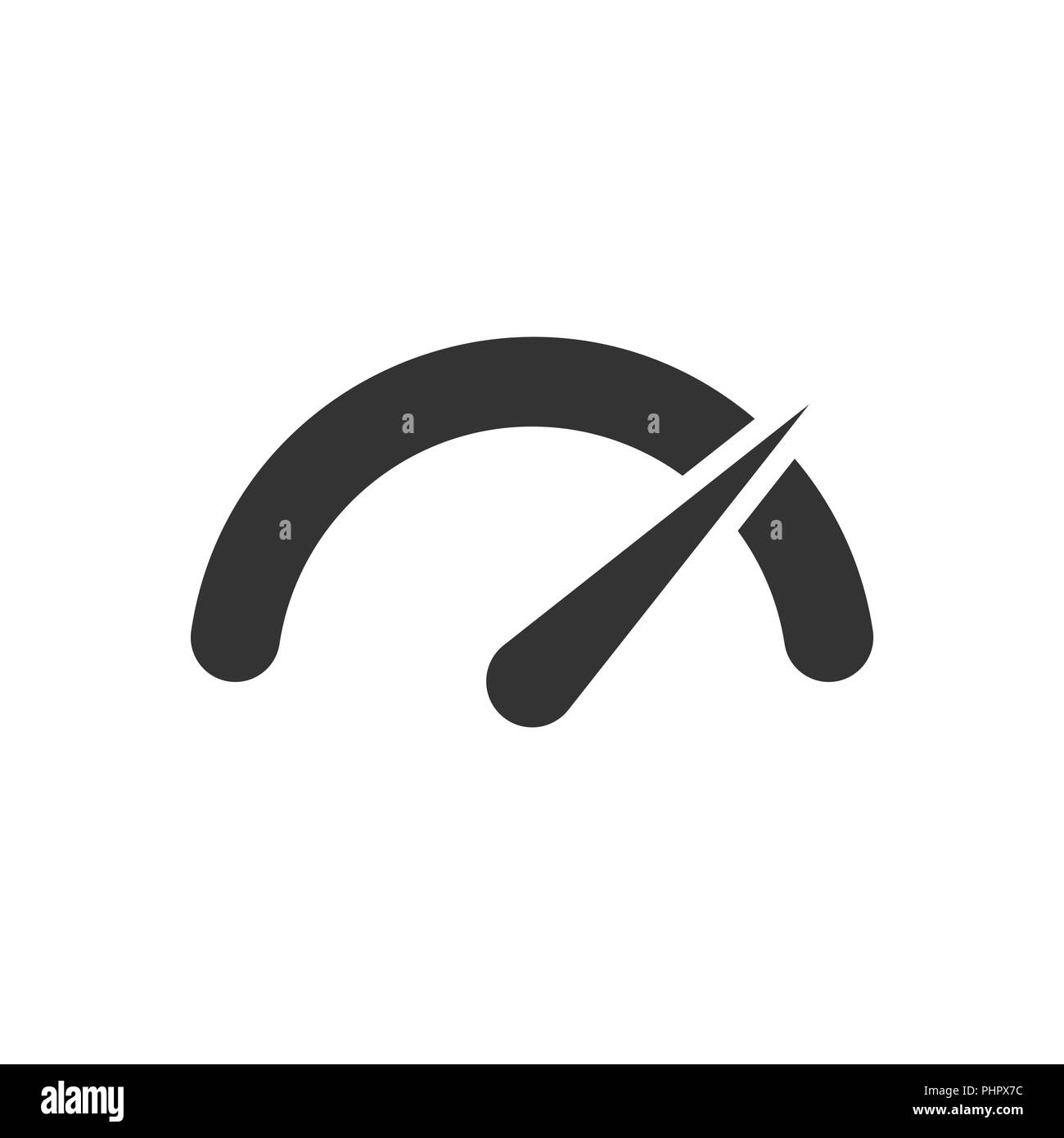 Metro icona dashboard in stile appartamento. Punteggio di credito indicatore livello illustrazione vettoriale bianco su sfondo isolato. Manometri con scala di misura di business Illustrazione Vettoriale