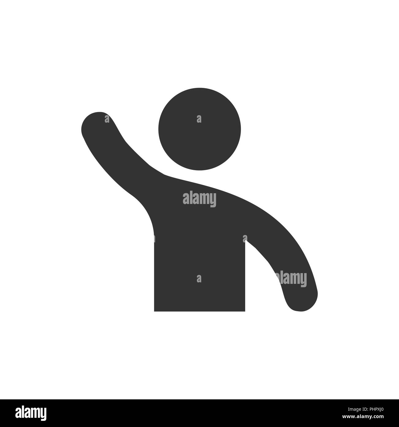 Saluto le persone con mano icona in stile appartamento. Persona gesto illustrazione vettoriale bianco su sfondo isolato. Il People Leader concetto aziendale. Illustrazione Vettoriale