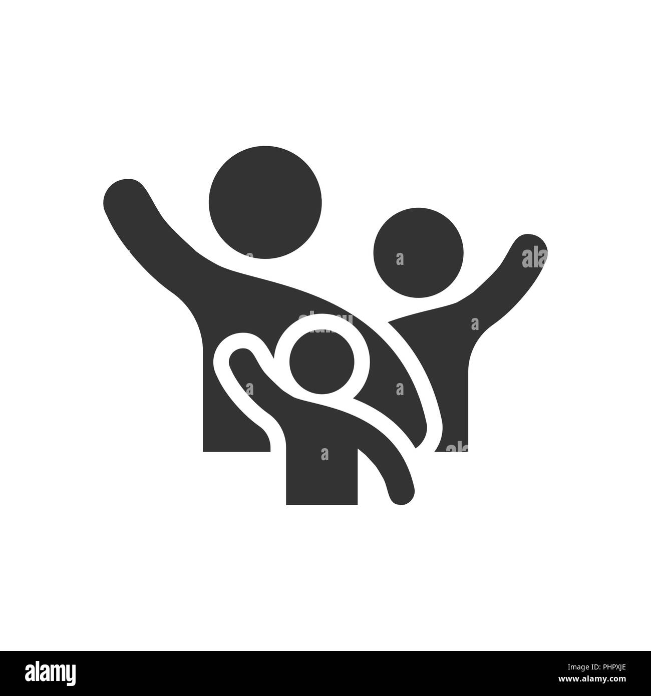 Il messaggio di saluto della famiglia con la mano la up icona in stile appartamento. Persona gesto illustrazione vettoriale bianco su sfondo isolato. Il People Leader concetto aziendale. Illustrazione Vettoriale