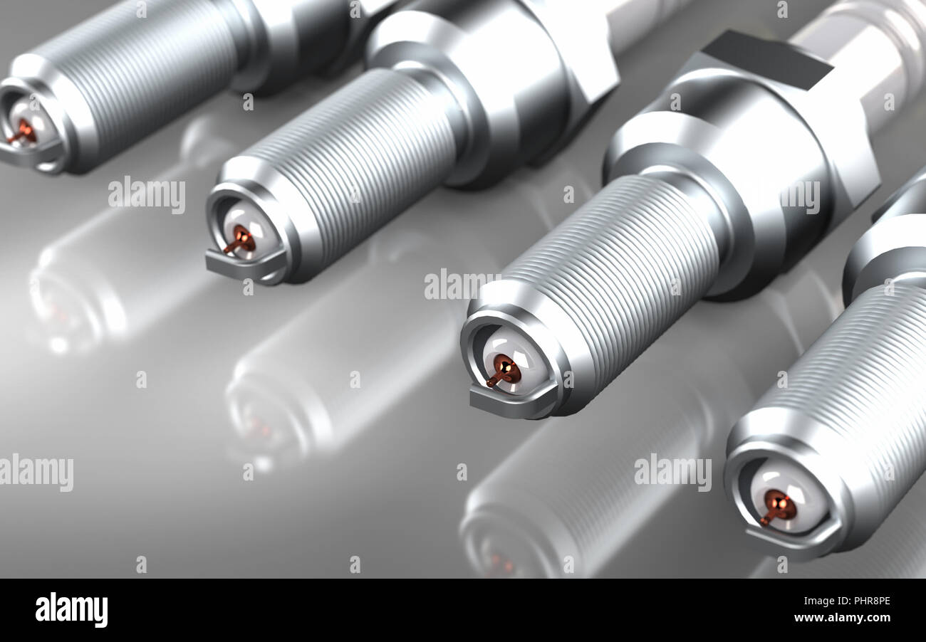 Diverse candele su sfondo grigio. Il rendering 3D. Foto Stock