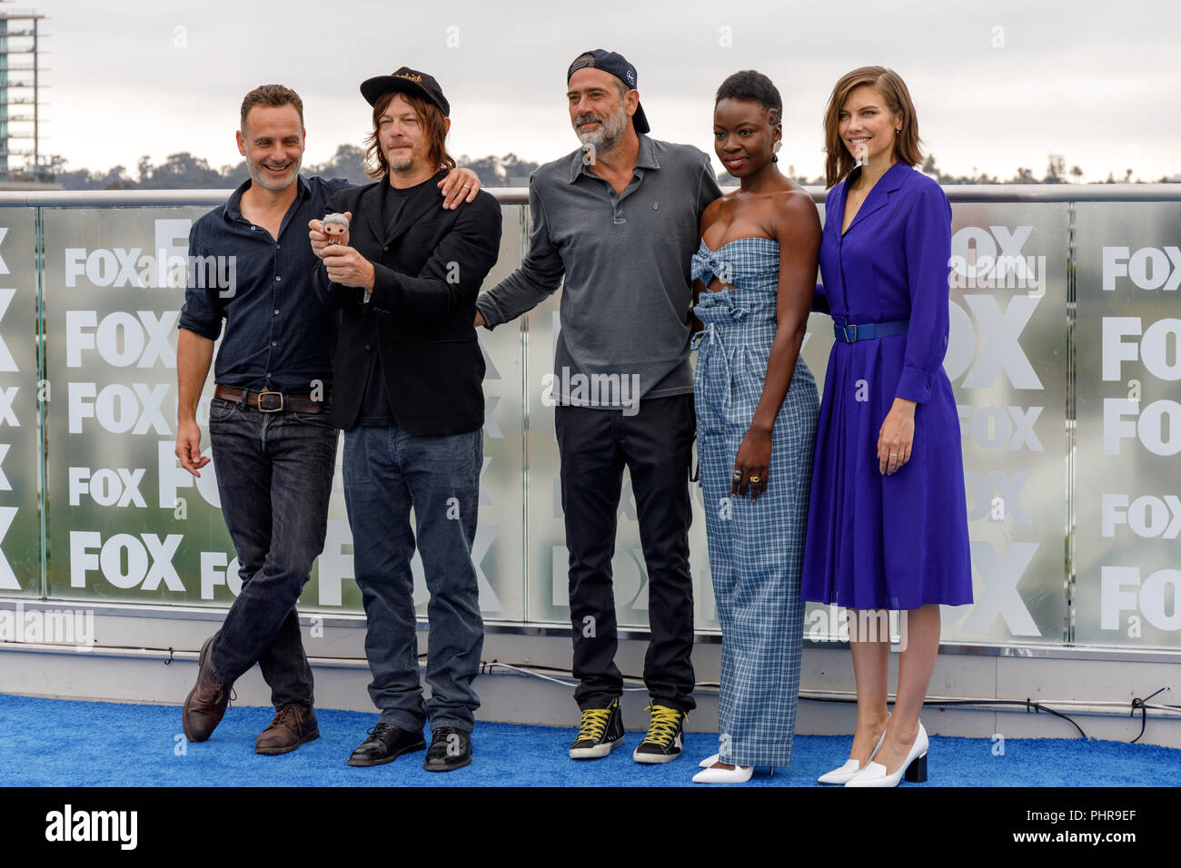Andrew Lincoln. Norman Reedus, Lauren Cohan, Danai Gurira, Jeffrey Dean alla conferenza stampa per il Walking Dead a San Diego Comic Con 2018 Foto Stock