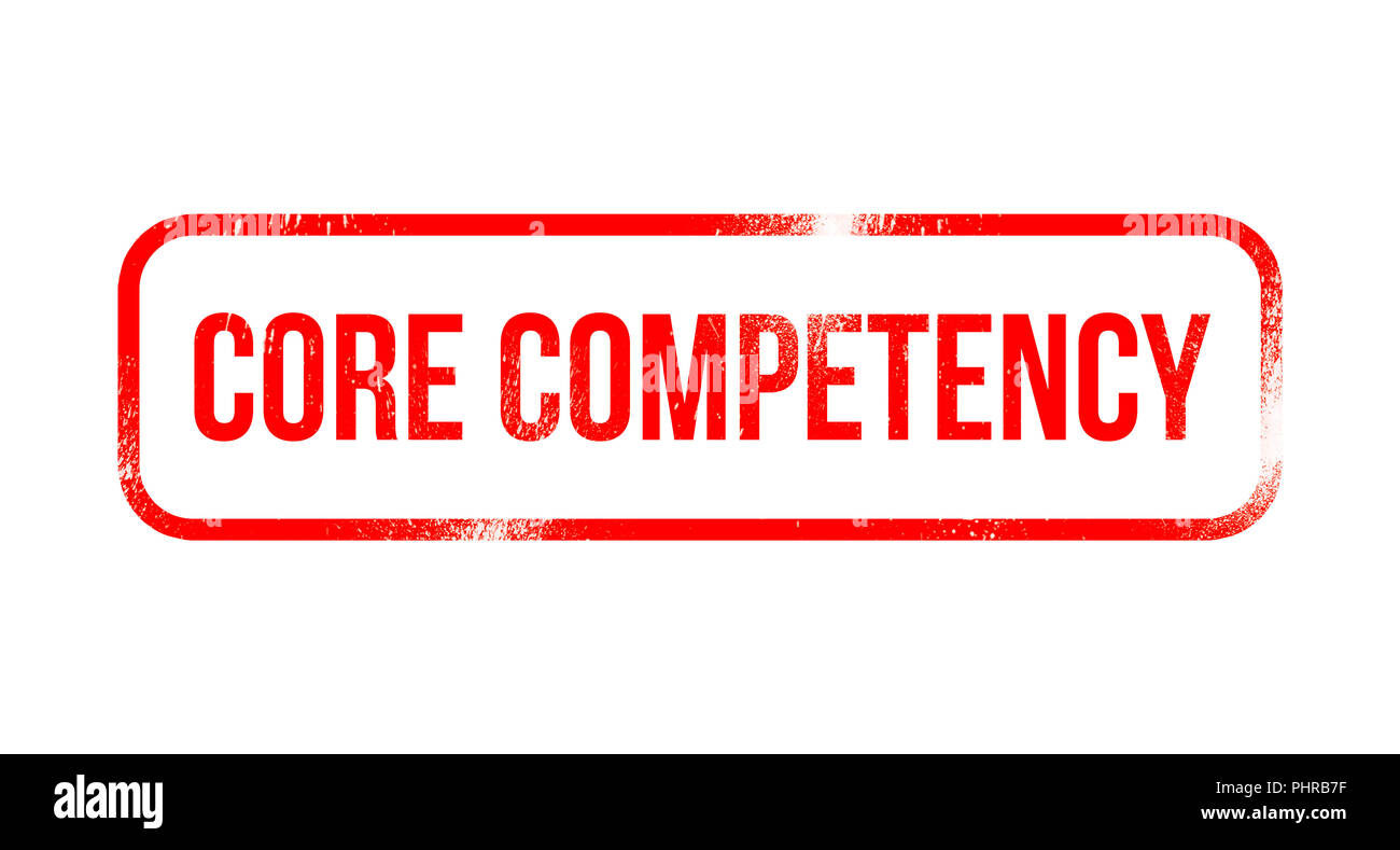 Competenza di nucleo - rosso gomma grunge, timbro Foto Stock