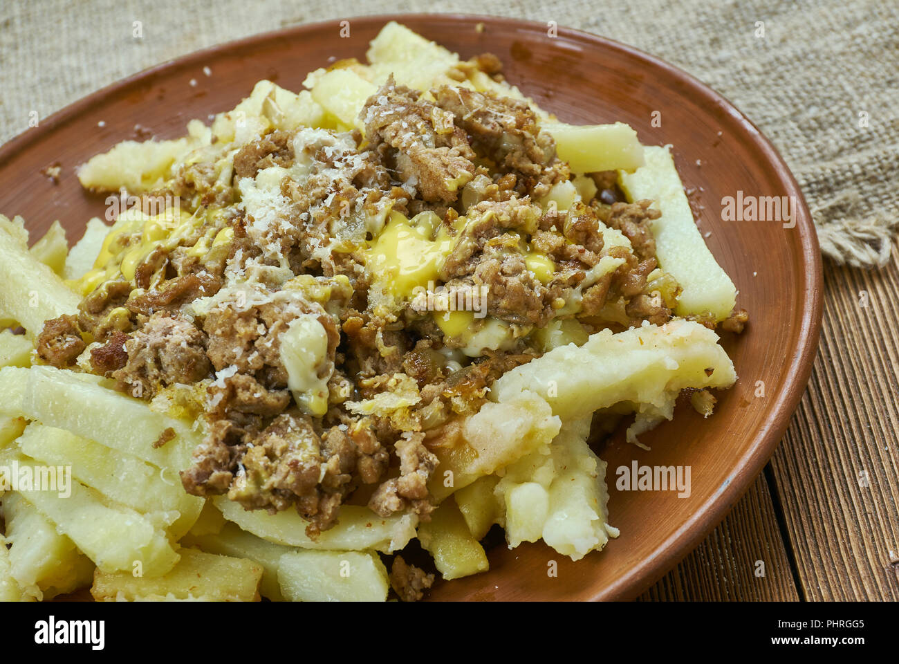 Slow Cooker Chili con carne formaggio fritte Foto Stock