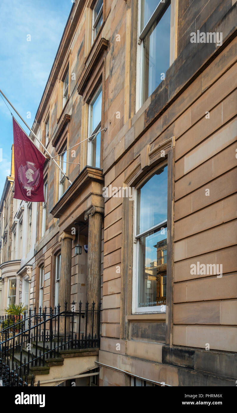 Ingresso a Glasgow Art Club, un club privato per artisti e amanti dell'arte in una categoria un edificio elencato su Bath Street, Glasgow city centre. La Scozia, Foto Stock