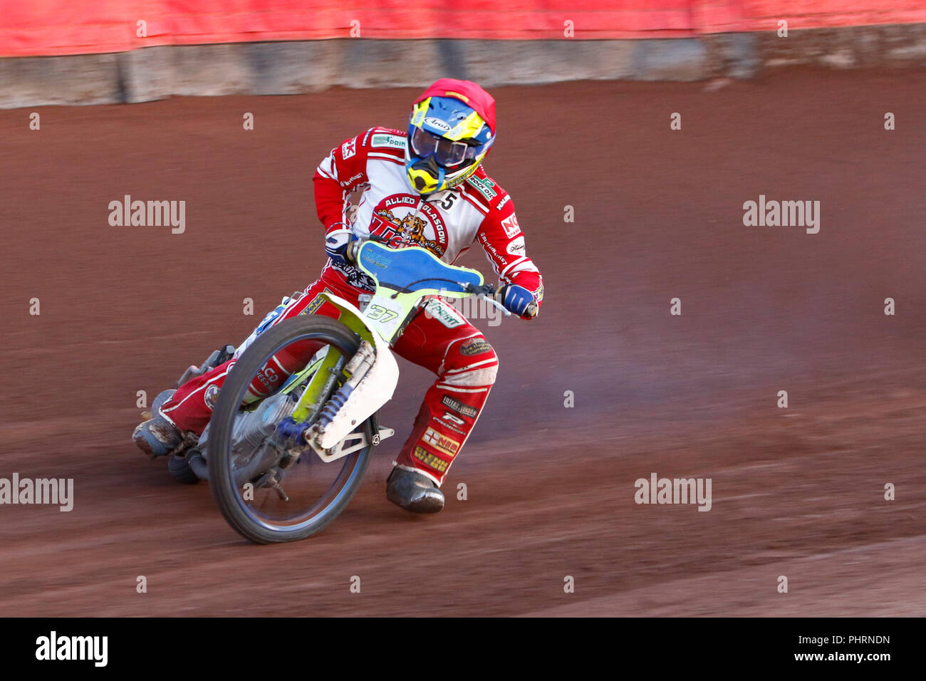 Chris Harris in azione al SGB Campionato Nazionale di incontro tra Glasgow Tigers & Newcastle diamanti alla Peugeot Ashfield Stadium, Venerdì 31 Foto Stock