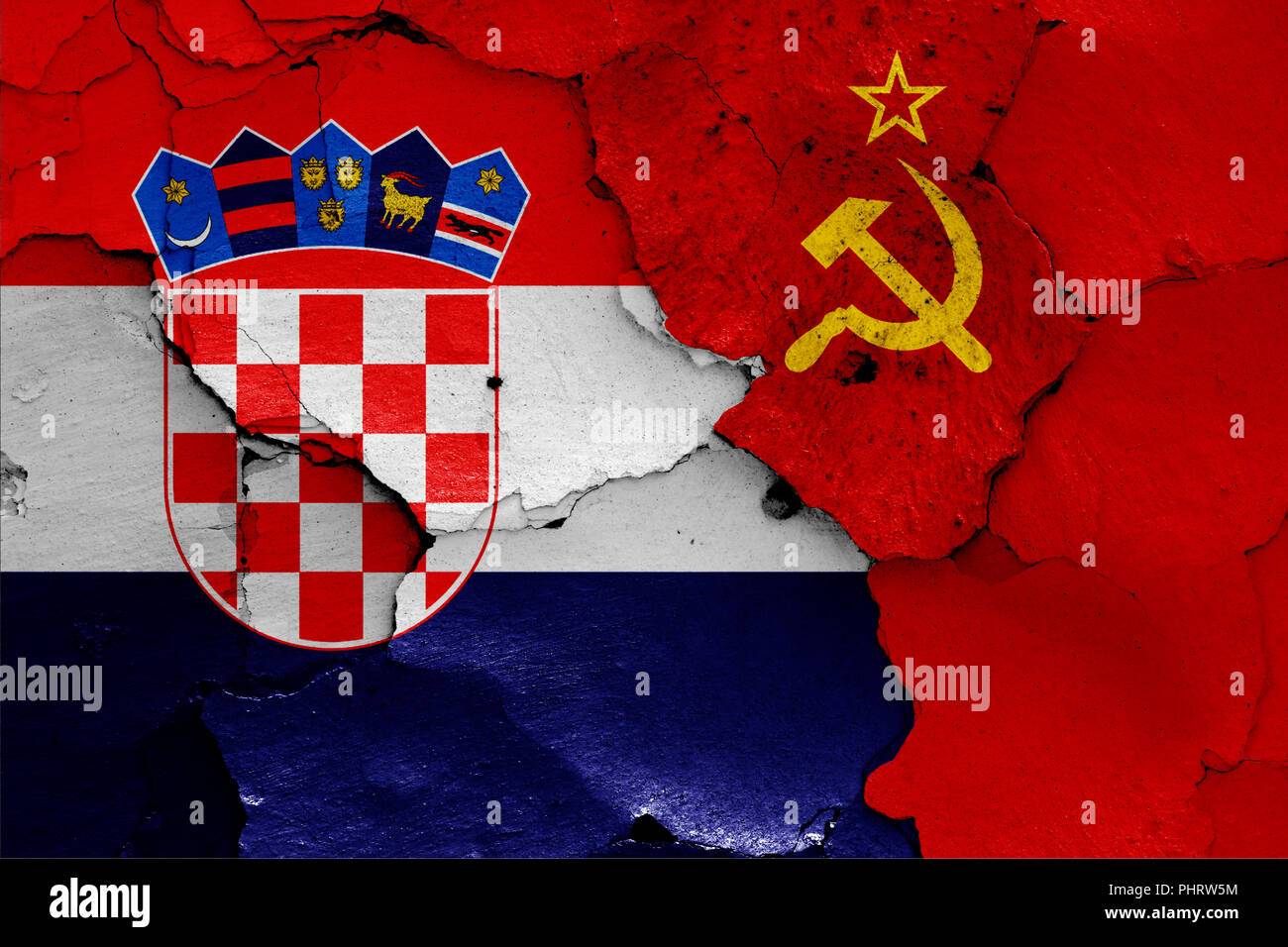 Bandiere di Croazia e Unione Sovietica Foto Stock