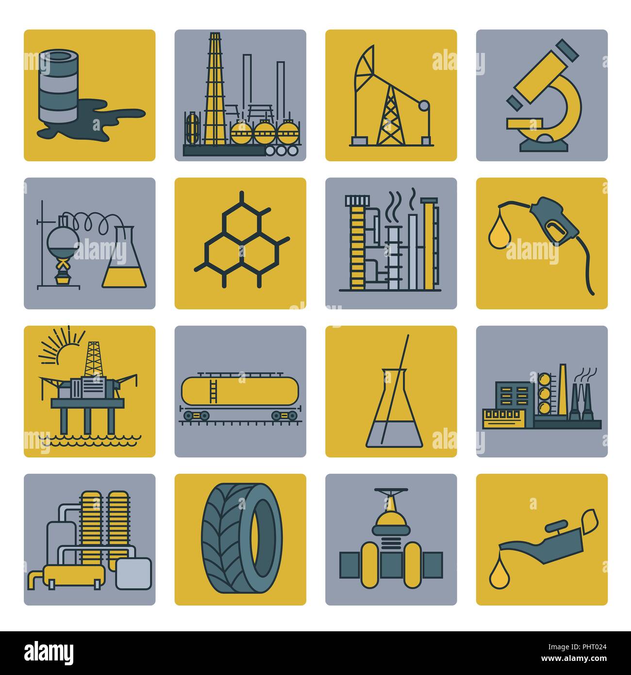 Industria chimica icon set. Versione a colori design. Illustrazione Vettoriale Illustrazione Vettoriale