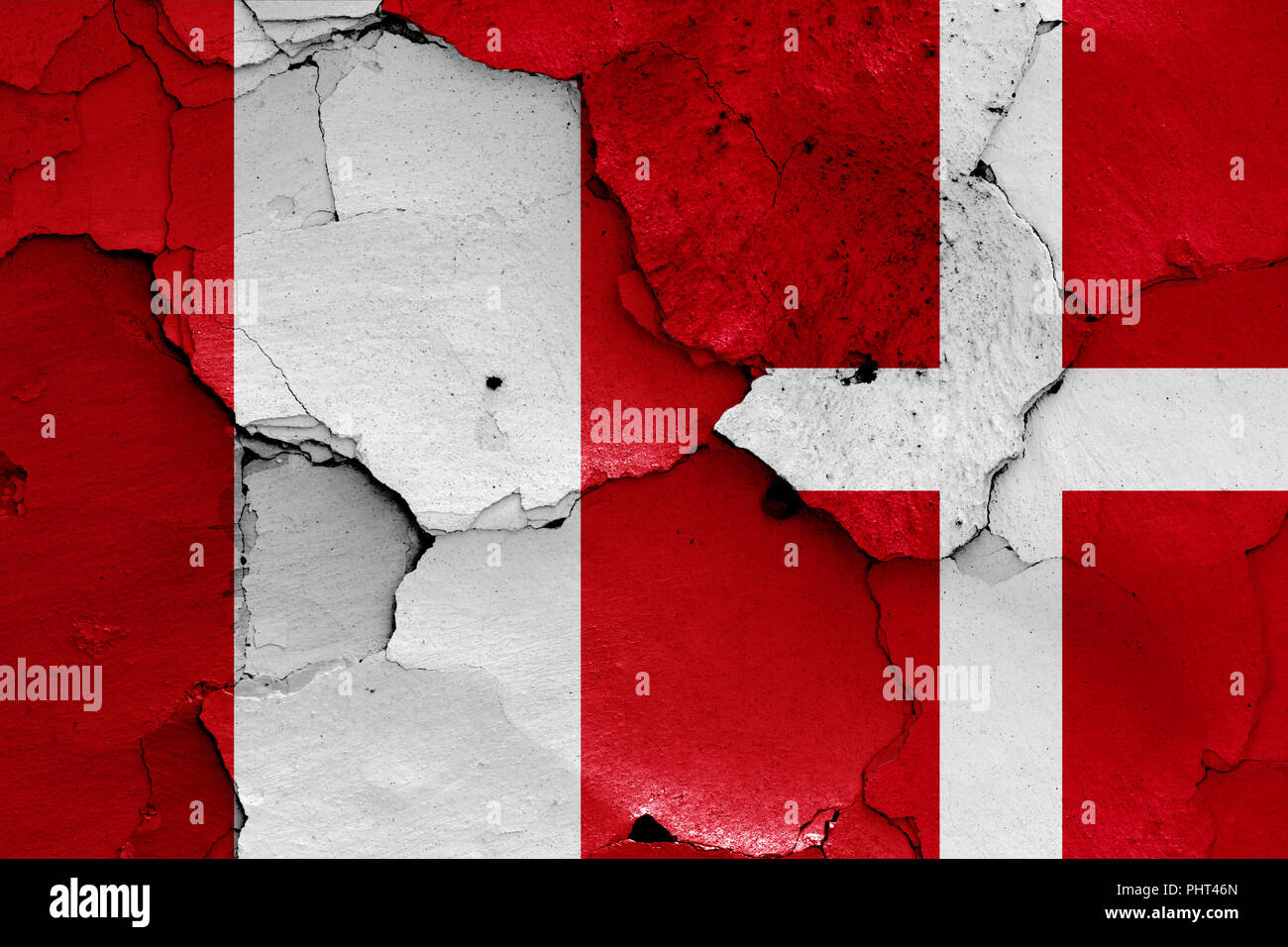 Bandiera del Perù e della Danimarca Foto Stock