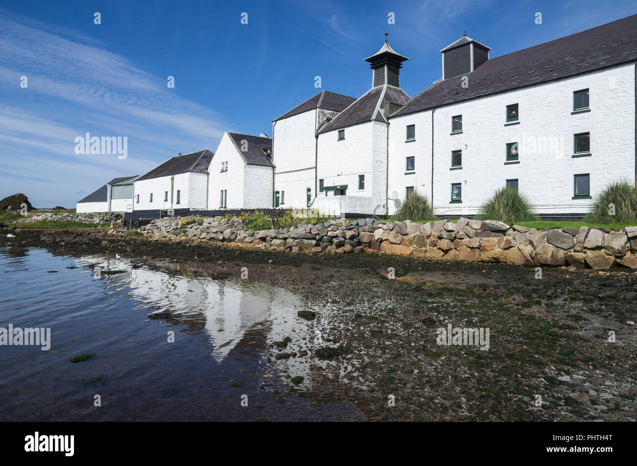 Laphroaig distilleria di whisky su Islay, Scozia Foto Stock