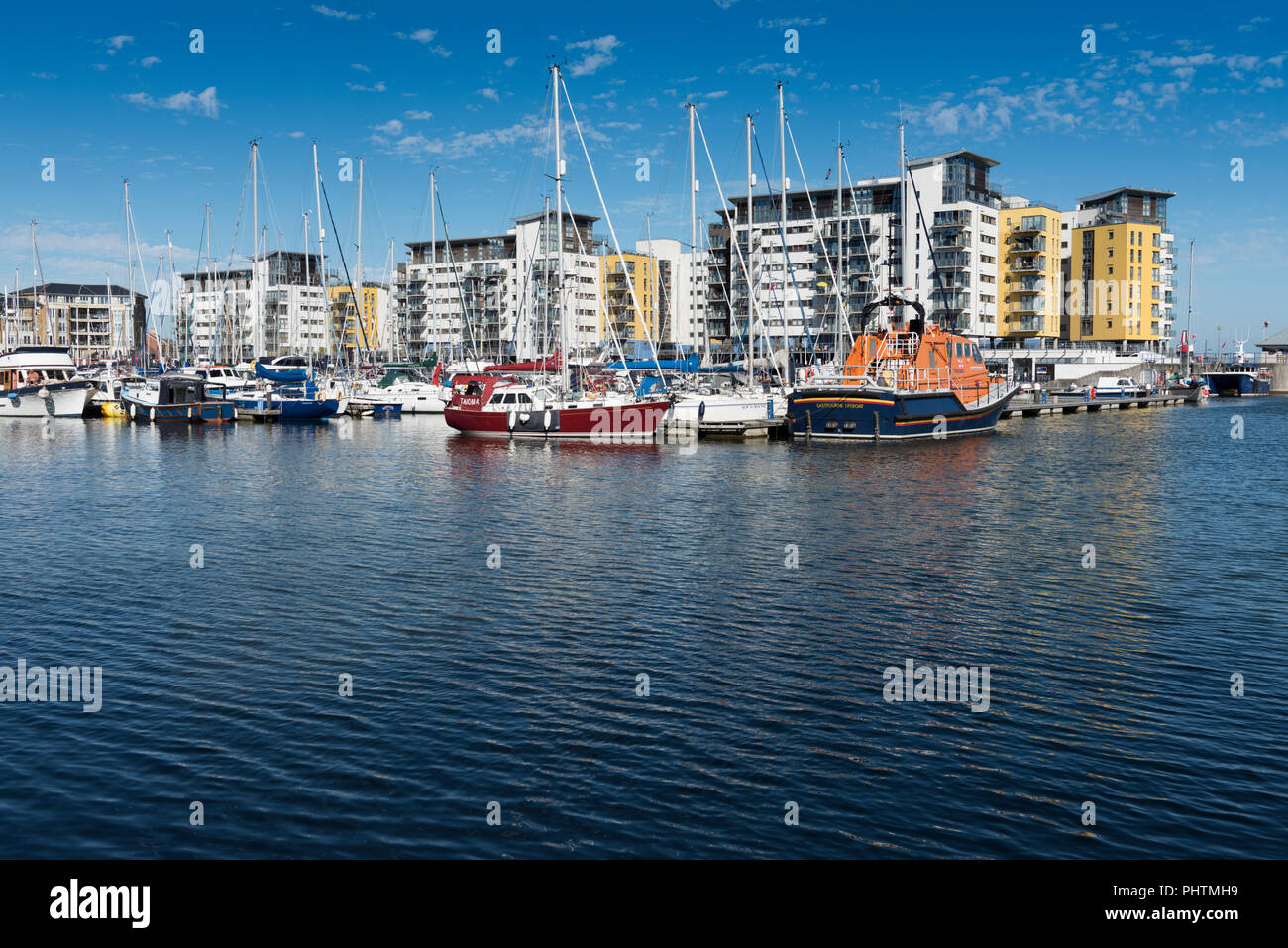 Sovereign Harbour, a Eastbourne, East Sussex sulla costa sud dell'Inghilterra nel Regno Unito Foto Stock