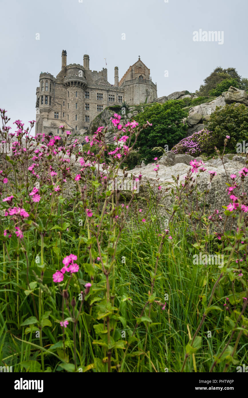 Mount St Michael isola fortezza e giardini Foto Stock