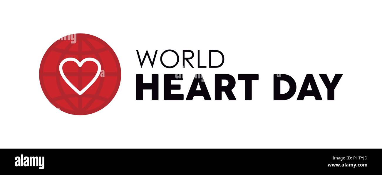 Giornata mondiale del cuore la tipografia preventivo banner per amore e cure sanitarie. Testo con il segno rosso icona heartshape. EPS10 vettore. Illustrazione Vettoriale