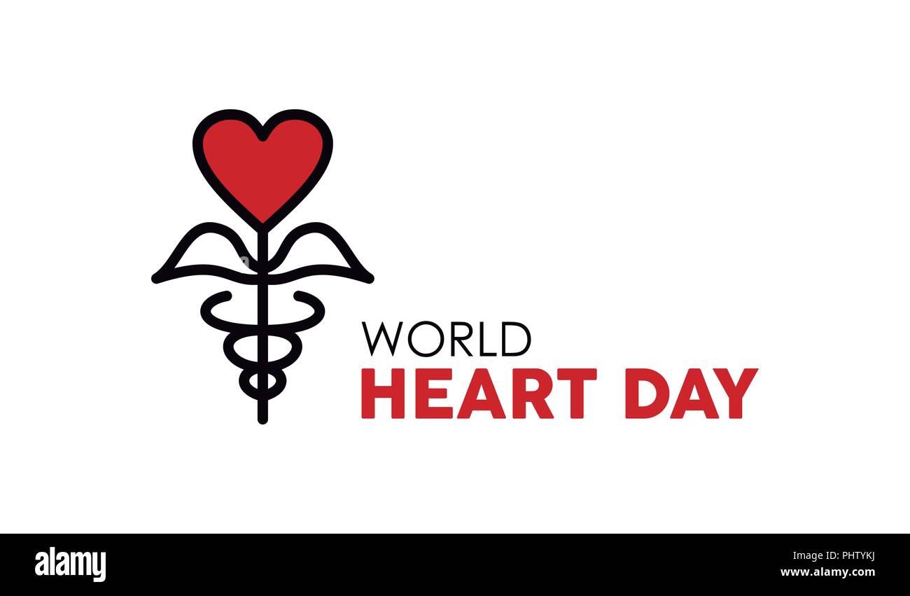 Giornata mondiale del cuore tipografia illustrazione preventivo per amore e cure sanitarie. Testo con il segno rosso icona heartshape. EPS10 vettore. Illustrazione Vettoriale