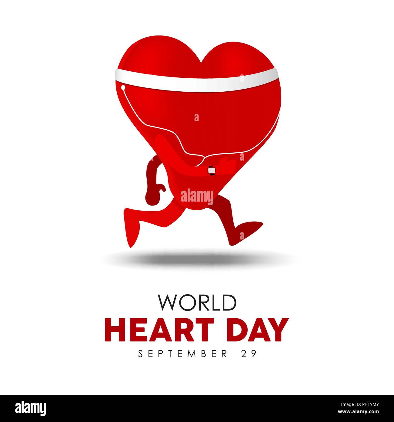 Giornata mondiale del cuore illustrazione per uno stile di vita sano e di esercitare il concetto, rosso carattere heartshape in esecuzione. EPS10 vettore. Illustrazione Vettoriale