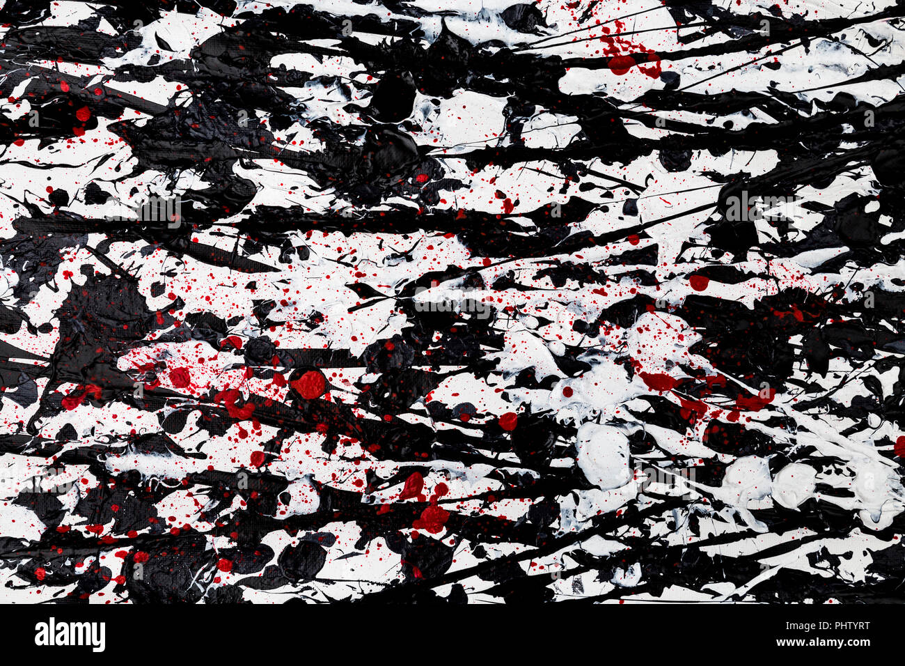 Strati di pittura astratta su tela nello stile di Jackson Pollock Foto Stock