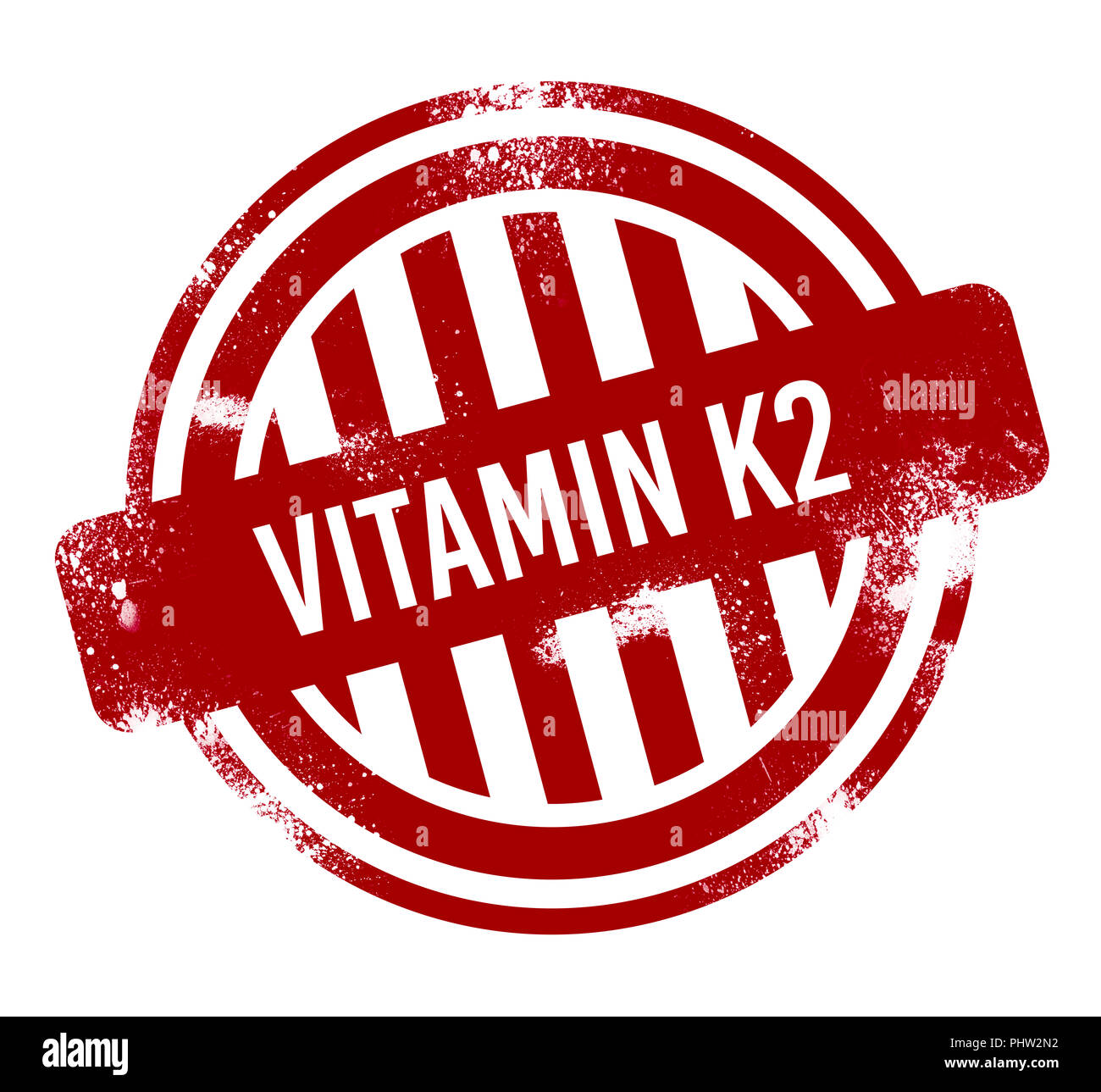 La vitamina K2 - rosso pulsante grunge, timbro Foto Stock