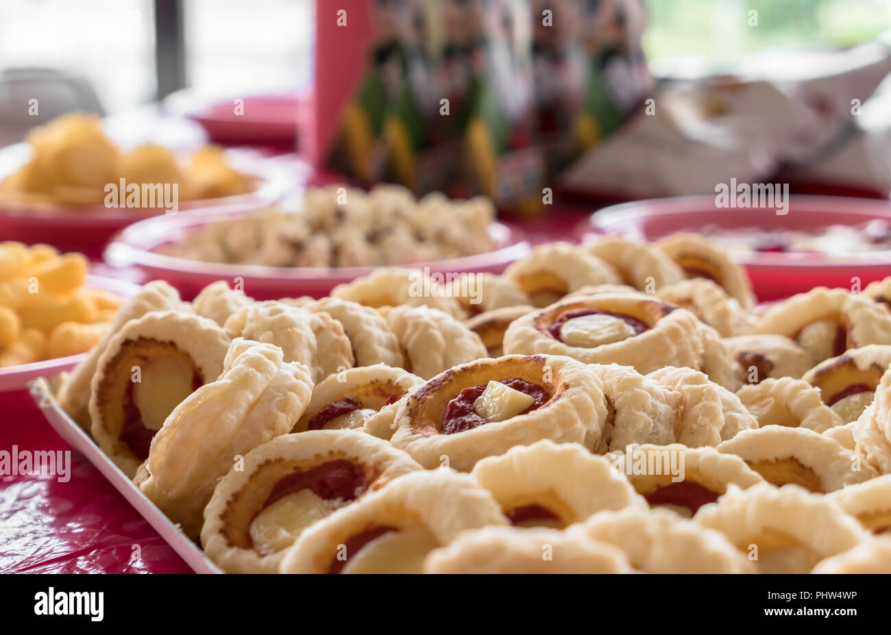 Mini pizza per feste Foto Stock