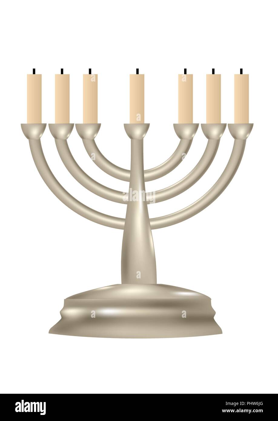 Il Menorah. Sette candelabro isolato su bianco Illustrazione Vettoriale