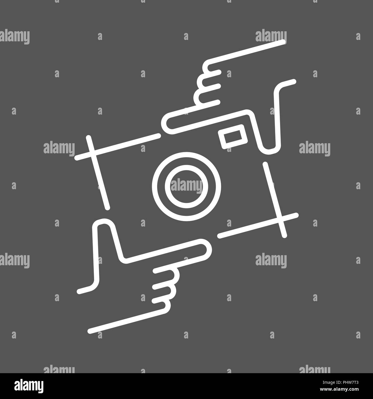 Le mani umane facendo mozzare simbolo su sfondo bianco. Vettore elemento di design, segno aziendale, logo, identità, branding per il business. Illustrazione Vettoriale