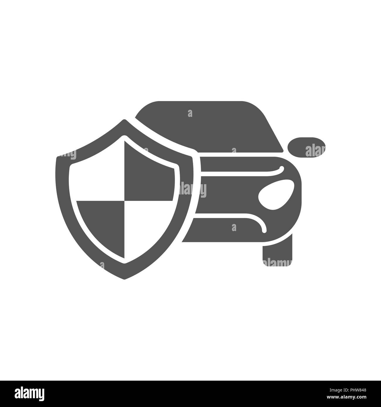 Assicurazione auto isolato del logo su sfondo bianco, automobilistico protetto con scudo di protezione automatica piana di segno distintivo di etichetta Illustrazione Vettoriale
