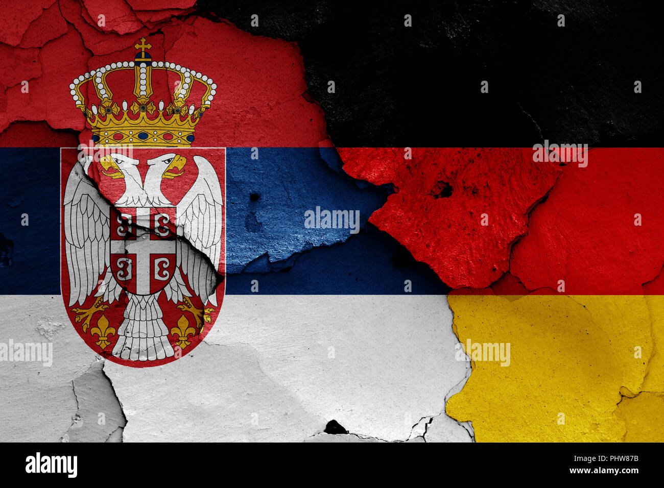 Bandiere di Serbia e la Repubblica federale di Germania Foto Stock