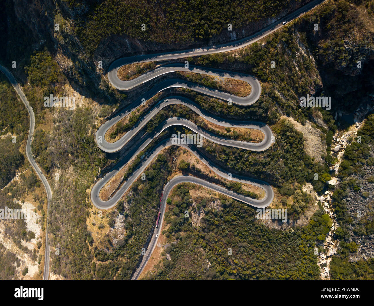 Vista aerea della strada a Serra da Leba, Provincia di Huila, Humpata, Angola Foto Stock