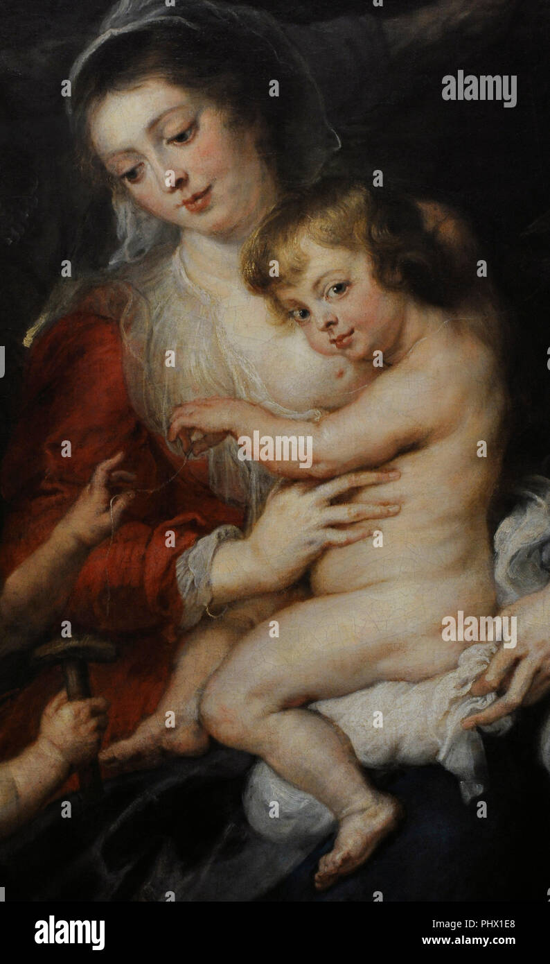 Peter Paul Rubens (1577-1640). Pittore fiammingo. La Santa Famiglia, Santa Elisabetta e San Giovanni Battista, ca.1634. Dettaglio. Museo Wallraf-Richart. Colonia. Germania. Foto Stock