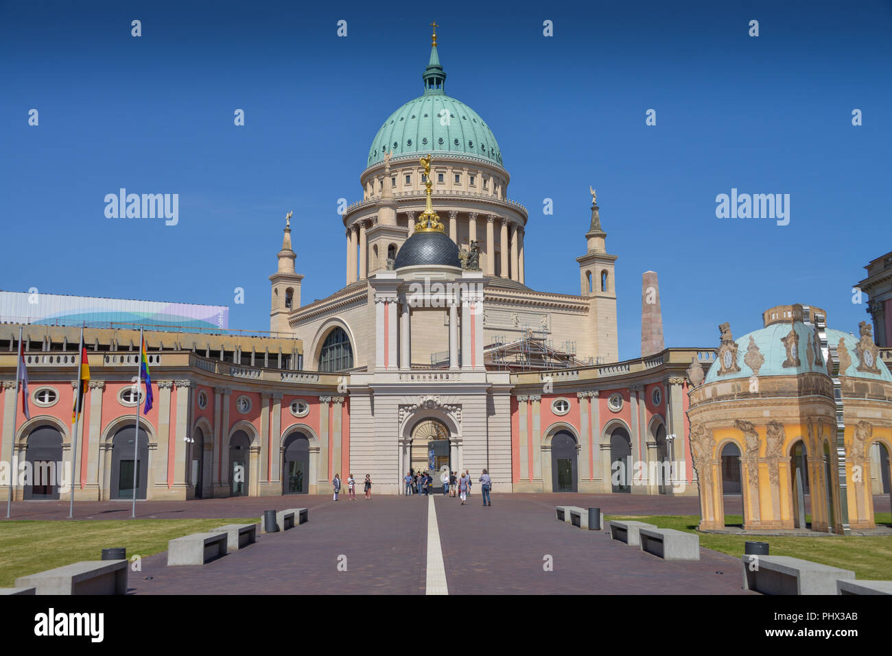 Innenhof, del Landtag, Fortunaportal, Nikolaikirche, Am Alten Markt, Potsdam, Brandeburgo, Deutschland Foto Stock