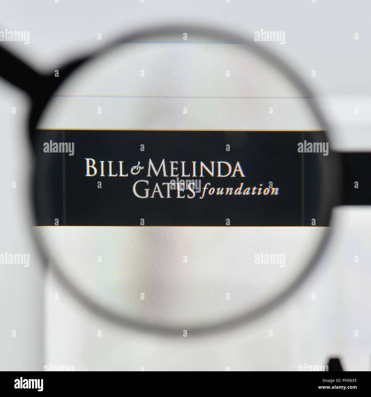 Milano, Italia - 20 agosto 2018: fondazione gates website homepage. Gates Foundation logo visibile. Foto Stock