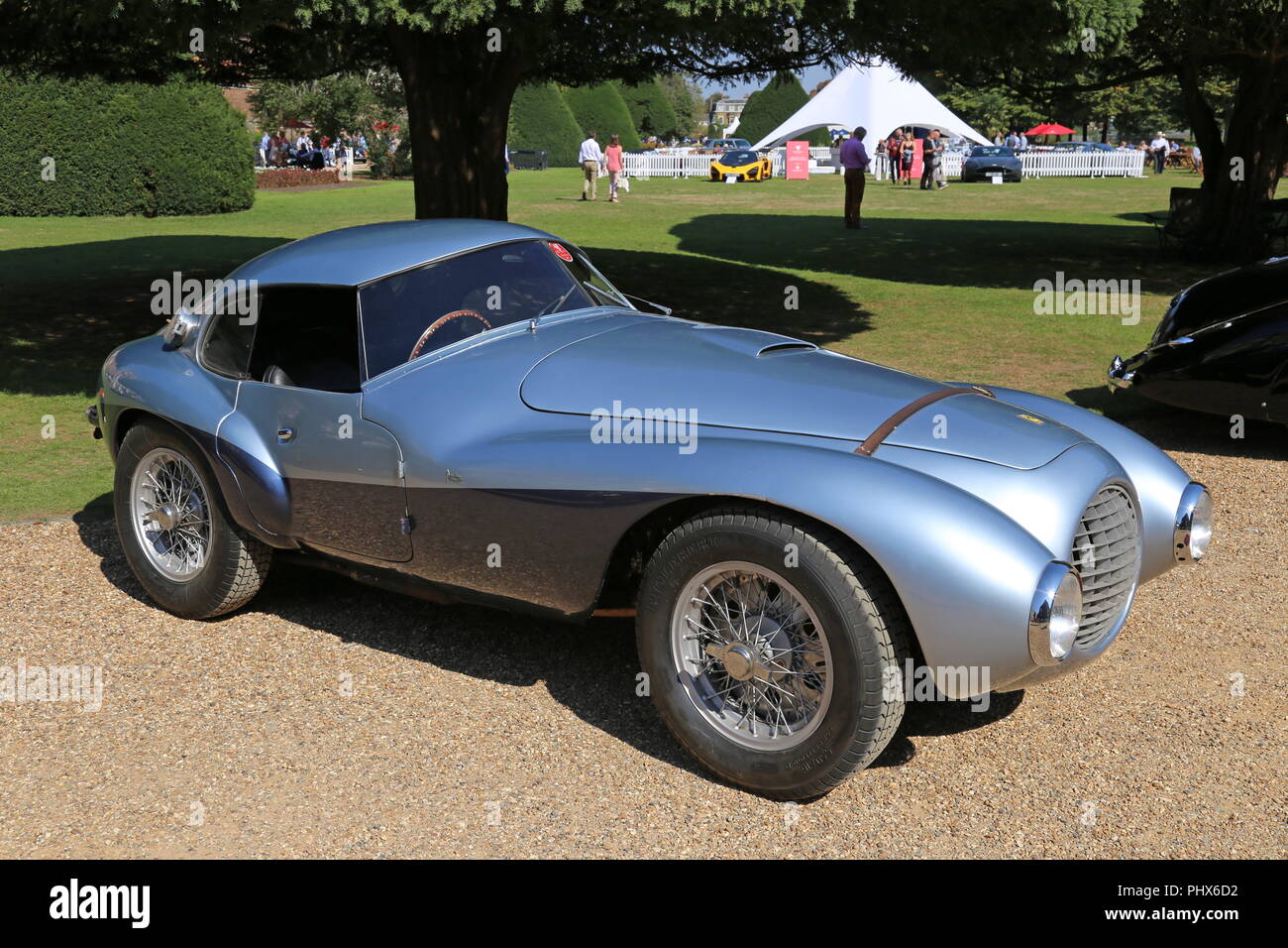 La Ferrari 166MM/212 Esportazione "uovo" (1951), il Concours di eleganza 2018, 2 settembre 2018. Il Palazzo di Hampton Court, Londra, Regno Unito, Europa Foto Stock