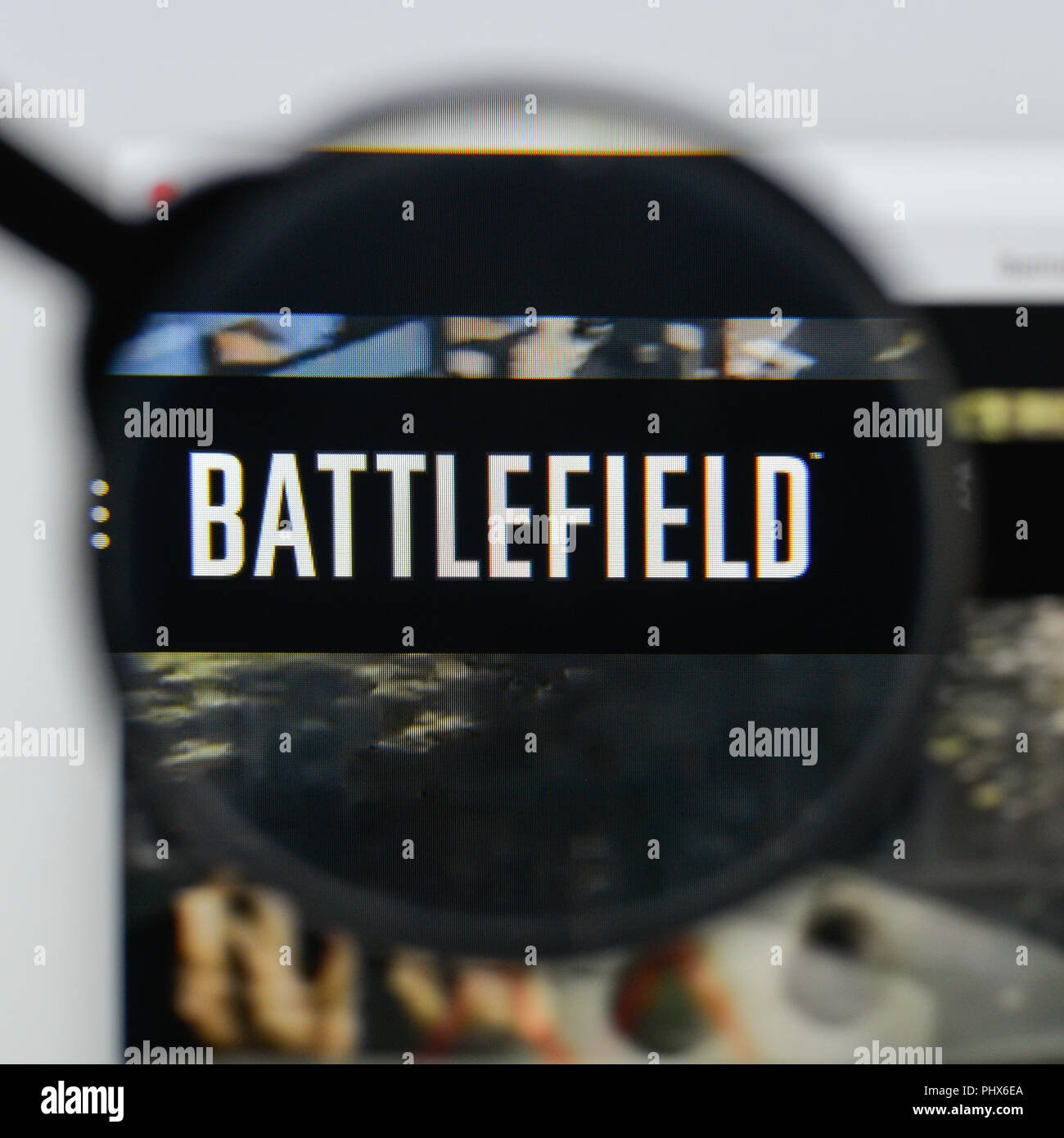 Milano, Italia - 20 agosto 2018: Battlefield 1 sito web homepage. Battlefield 1 logo visibile. Foto Stock