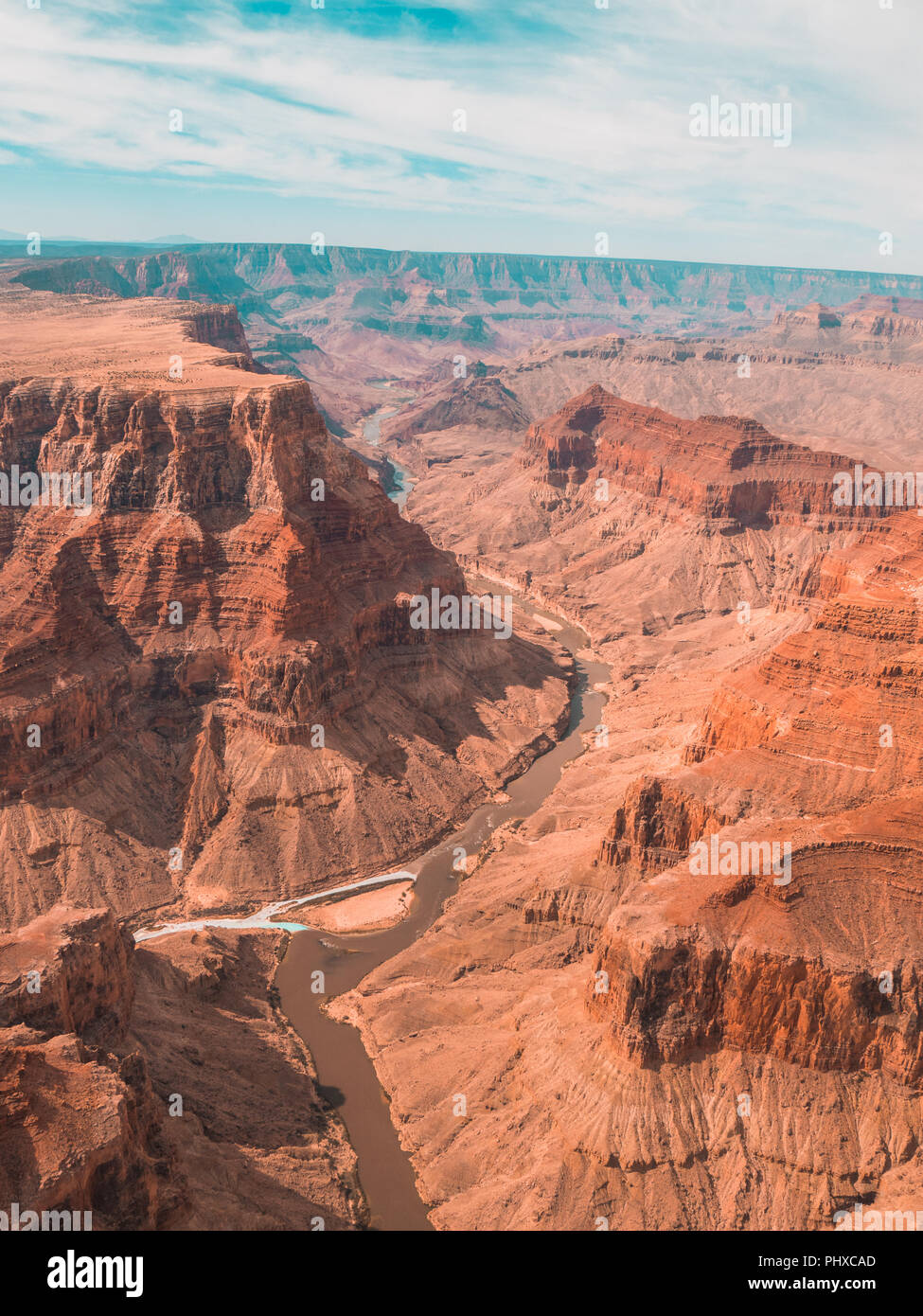 Vista dall'elicottero sul Grand Canyon Foto Stock