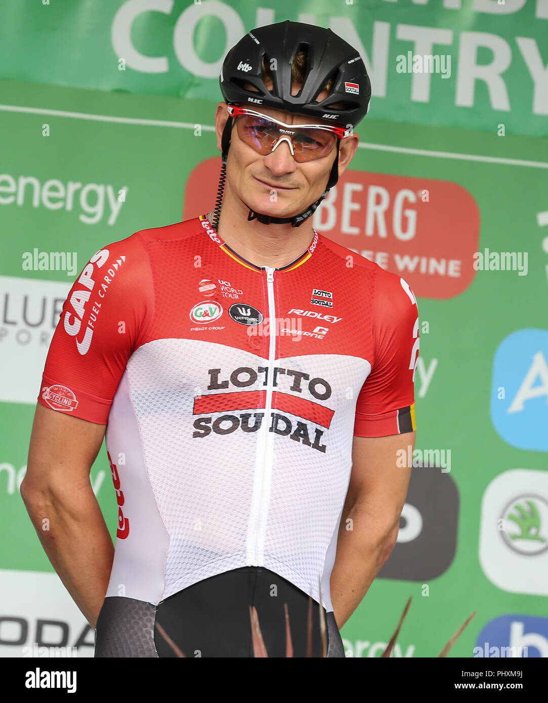Uovere Energy Tour del Regno Unito. 02Sep, 2018. 2018, Fase 1 Iniziare a Pembrey Lotto della Soudal André Greipel. Immagine: Credito Huw Fairclough/Alamy Live News Foto Stock