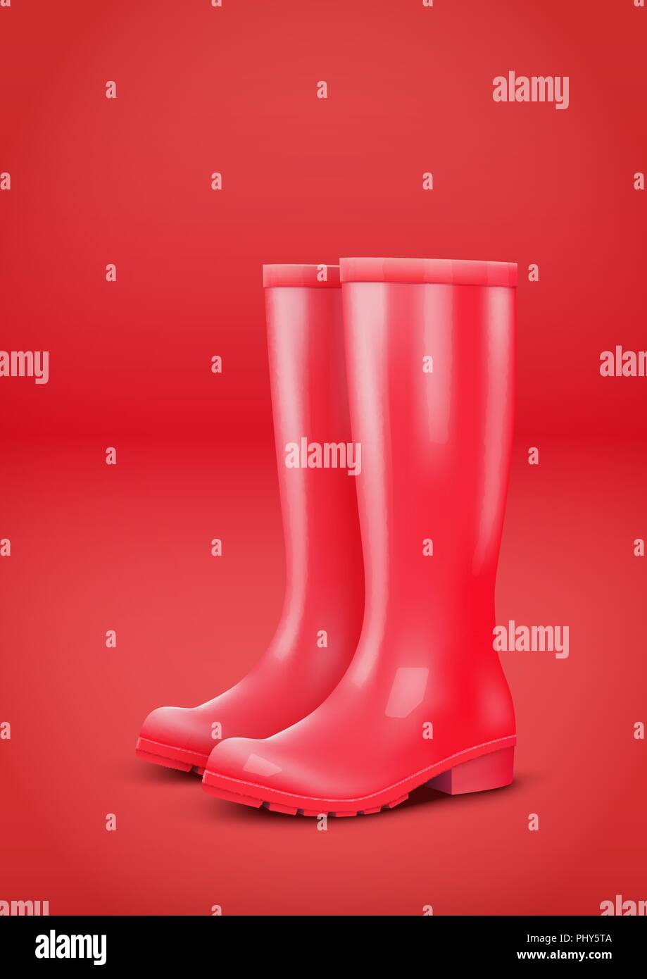 Rosso stivali da pioggia Illustrazione Vettoriale
