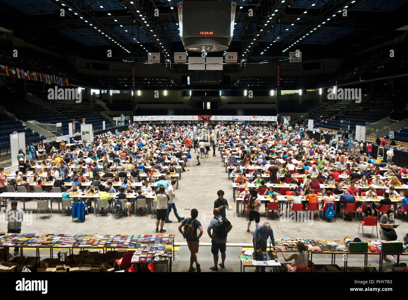 I giocatori di scacchi durante un torneo di scacchi Foto Stock