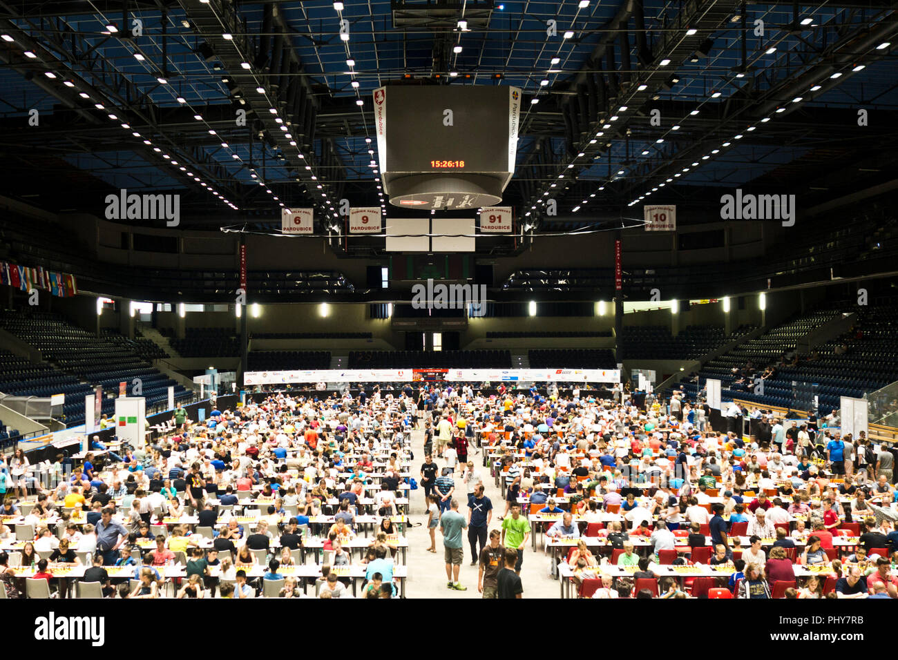 I giocatori di scacchi durante un torneo di scacchi Foto Stock