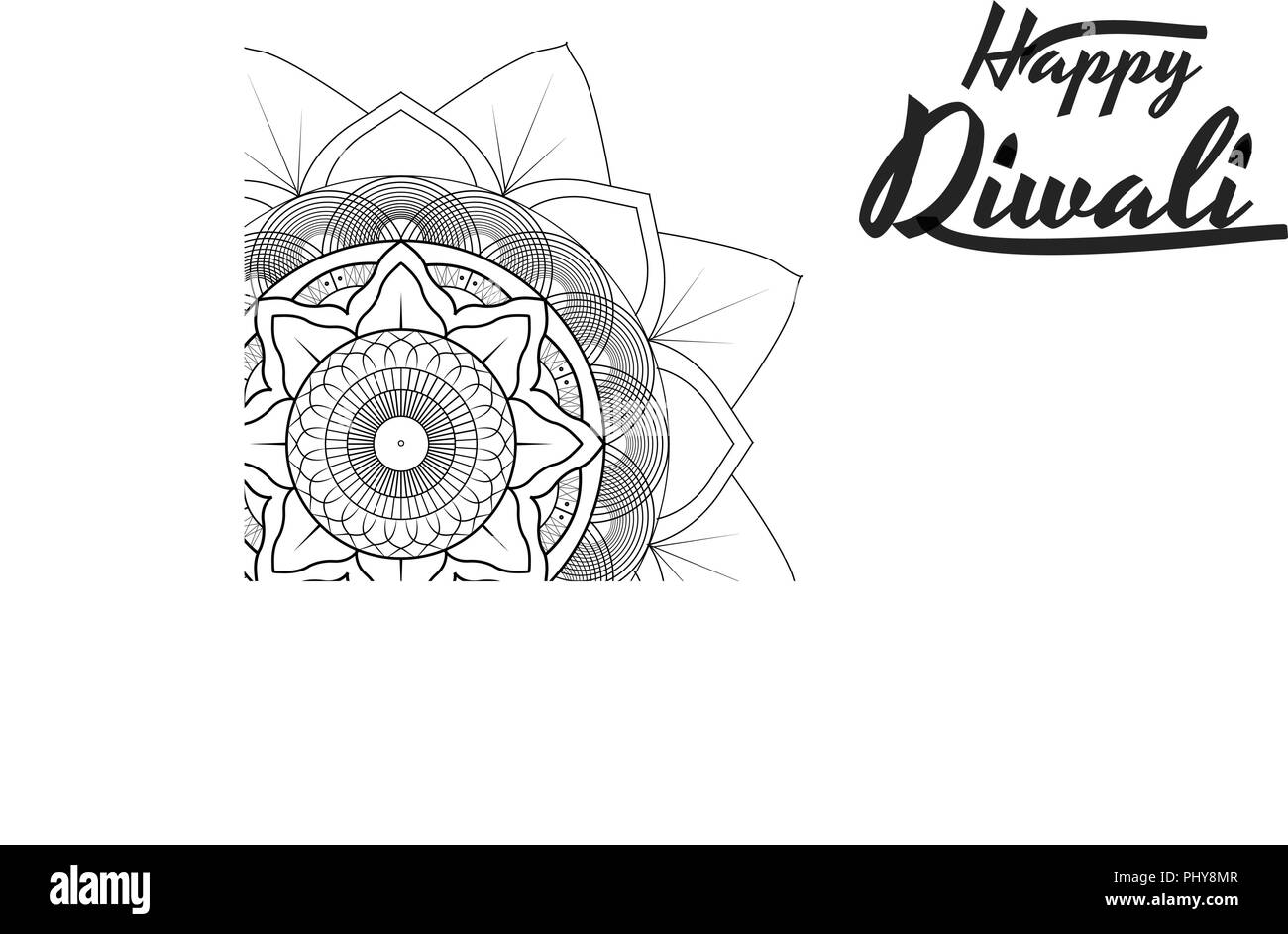 Diwali Festival biglietto di auguri, flyer, sfondo Modello con Mandala Illustrazione Vettoriale