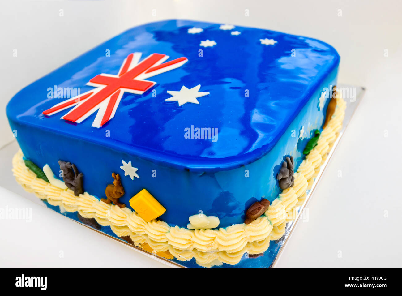 L'Australia Day tema home dolce da forno con i colori della bandiera australiana e decorate con i koala e i canguri Foto Stock