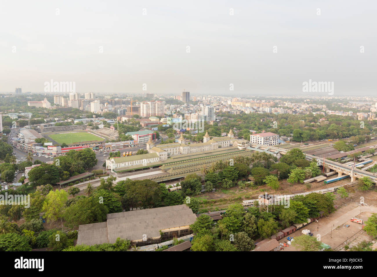 Vista sulla città di Rangoon, Myanmar Foto Stock