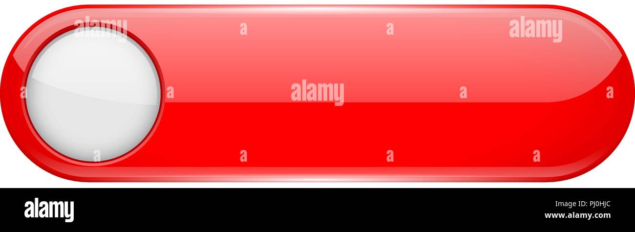 Rosso pulsante menu con cerchio bianco. Bicchiere ovale icone 3D Illustrazione Vettoriale