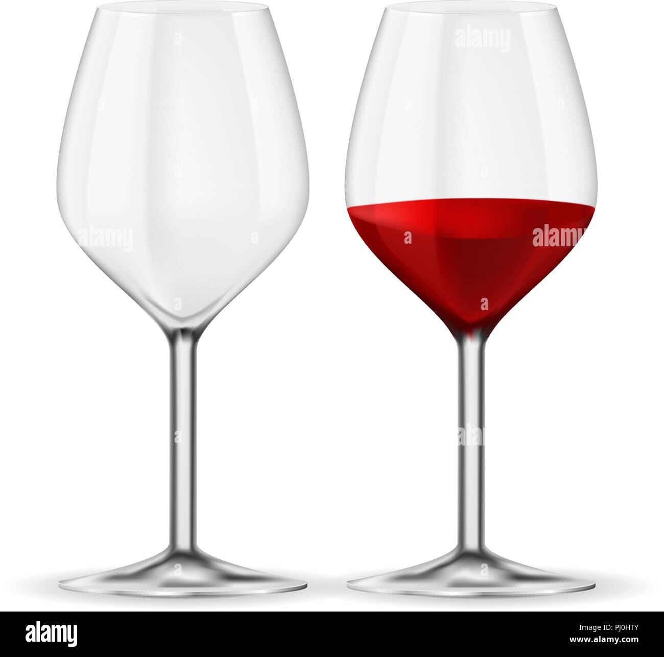 Bicchiere di vino rosso. Vuoto e pieno Illustrazione Vettoriale