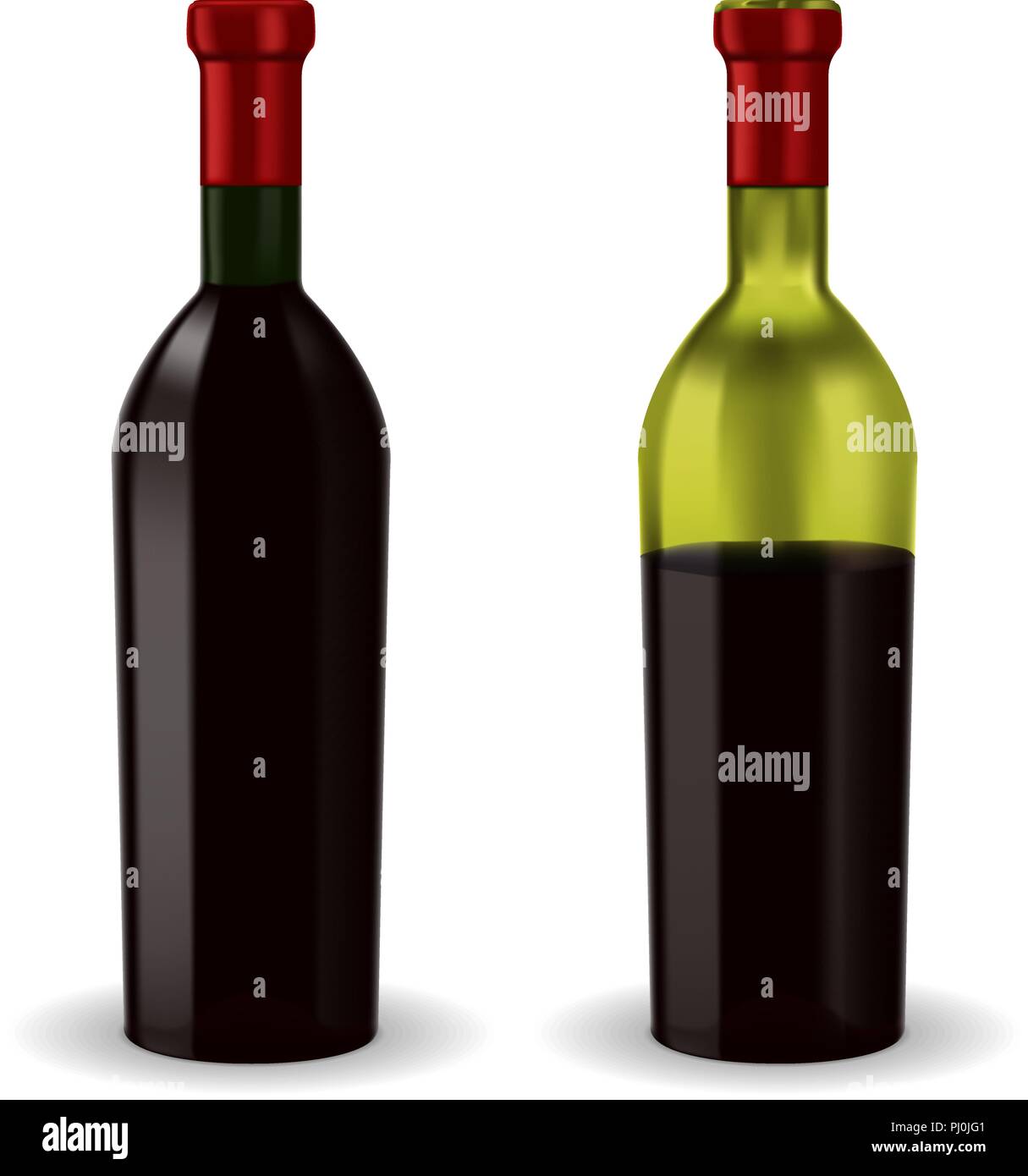 Bottiglie di vino rosso. Mezzo pieno e pieno Illustrazione Vettoriale