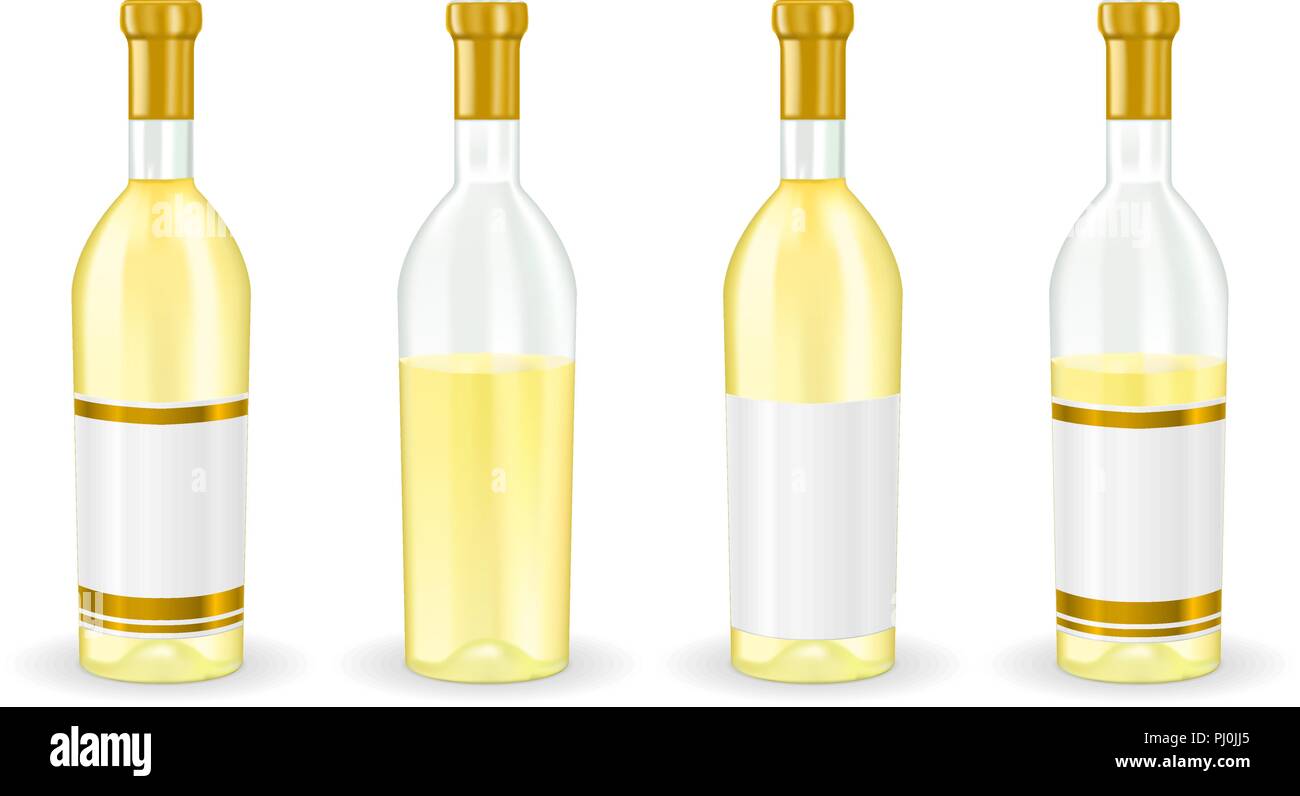 Bottiglie di vino bianco. Collezione Illustrazione Vettoriale