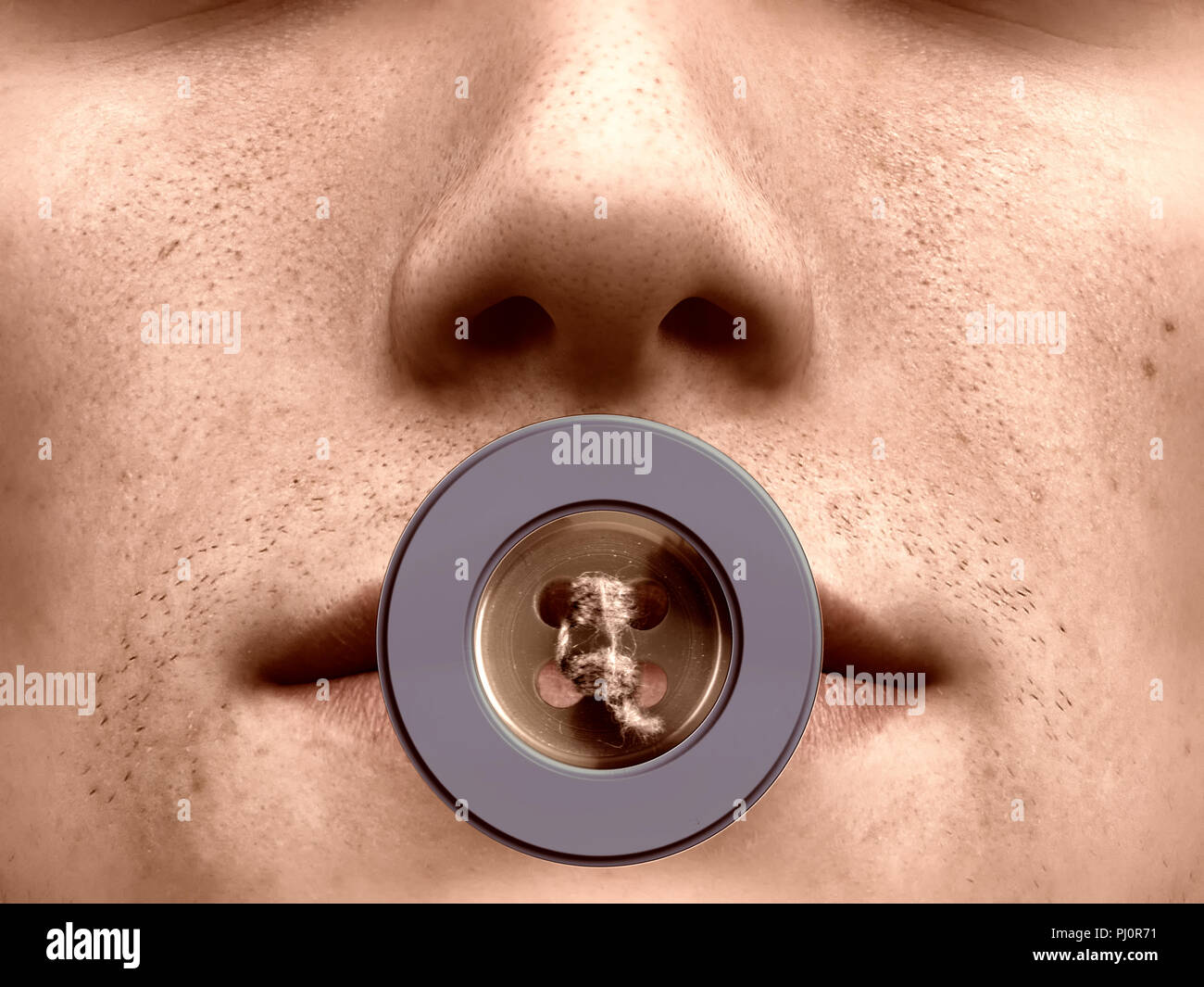 Raffigurazione del pulsante il tuo labbro/s concept Foto Stock