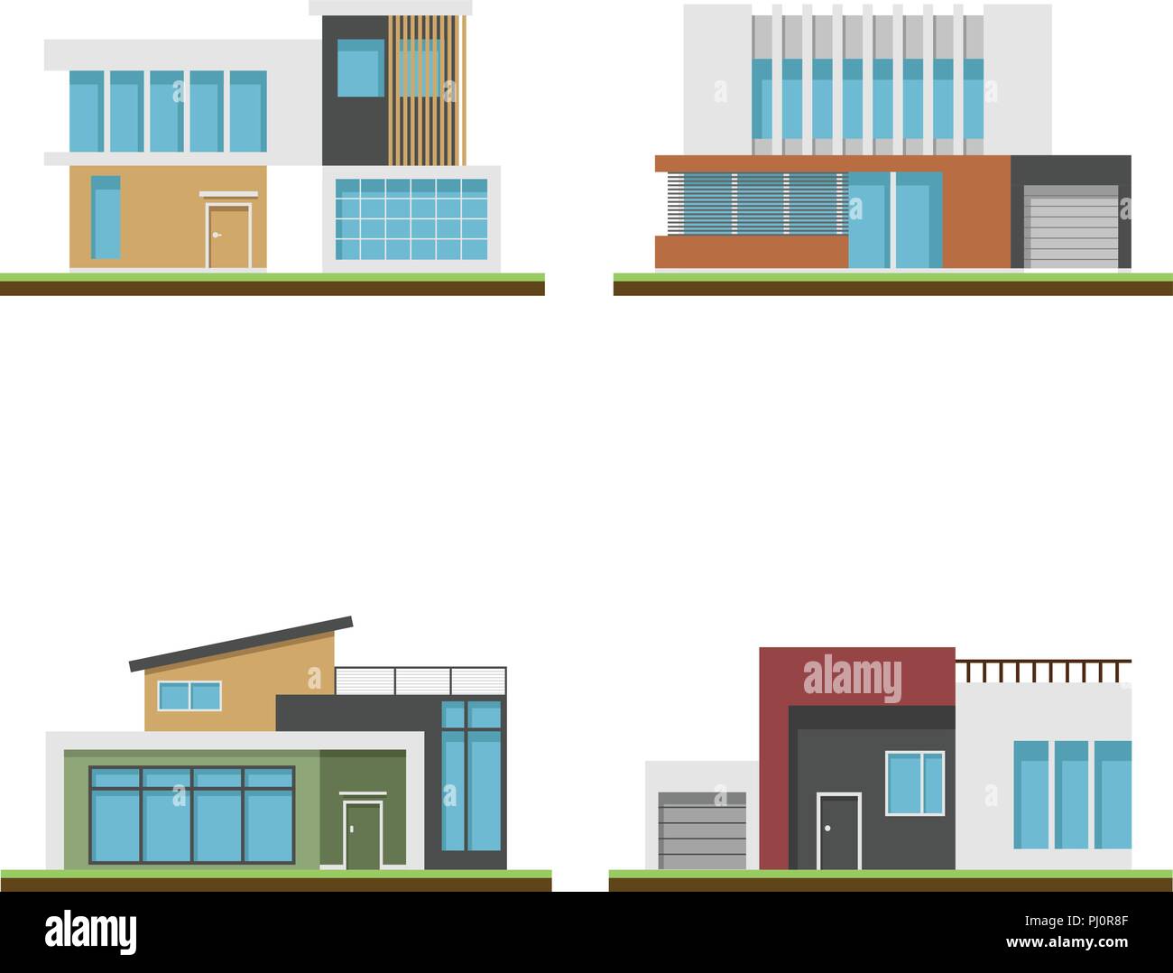 Insieme di case e case moderne design, edificio moderno e architettura, Vettore Collezione di home illustrazione. Illustrazione Vettoriale